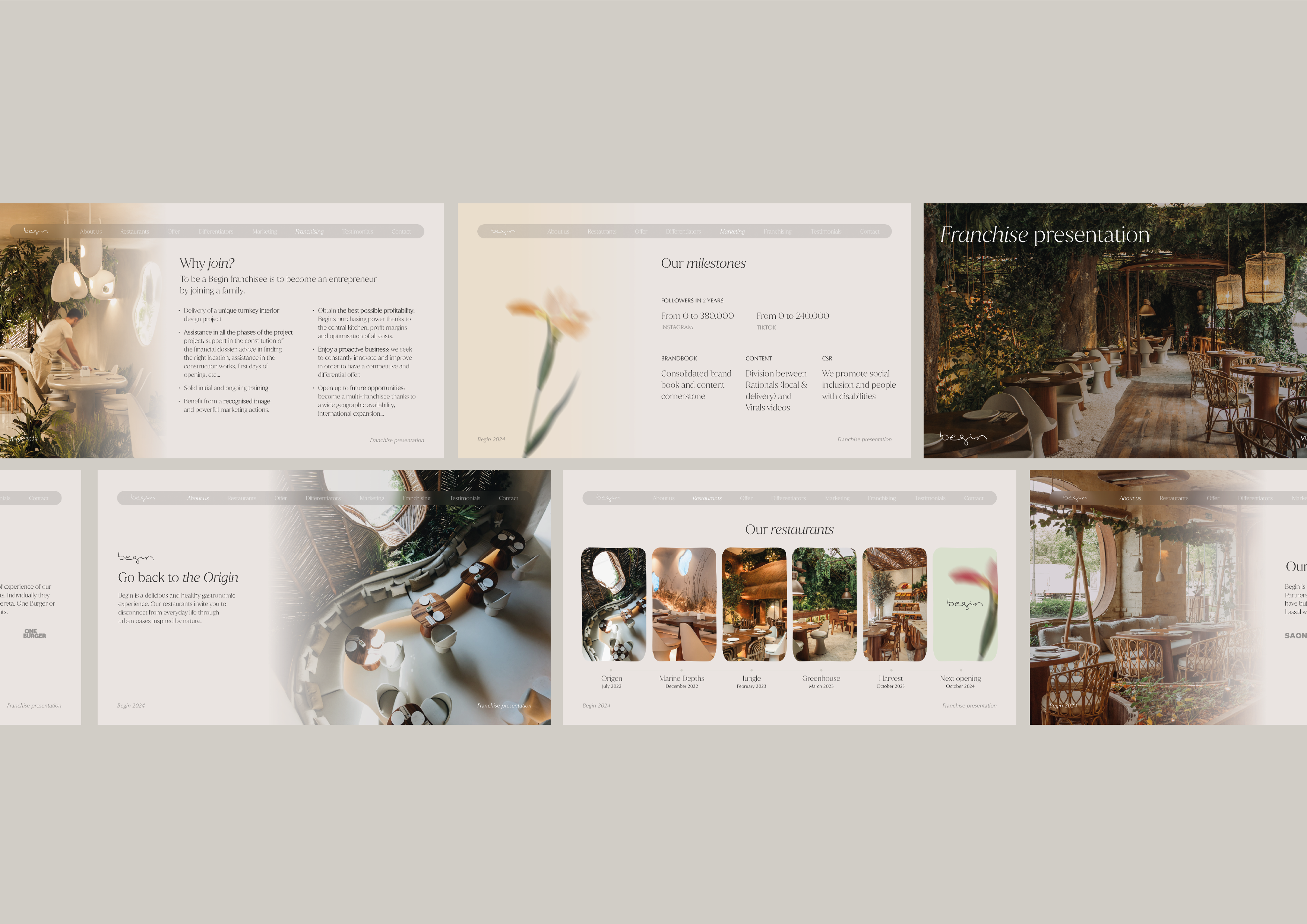 Graphic design for Begin restaurants